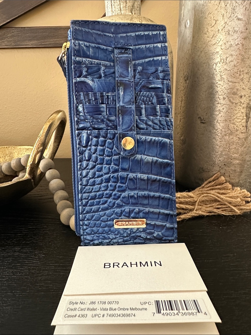 Brahmin Credit Card Wallet, Melbourne Vista Blue